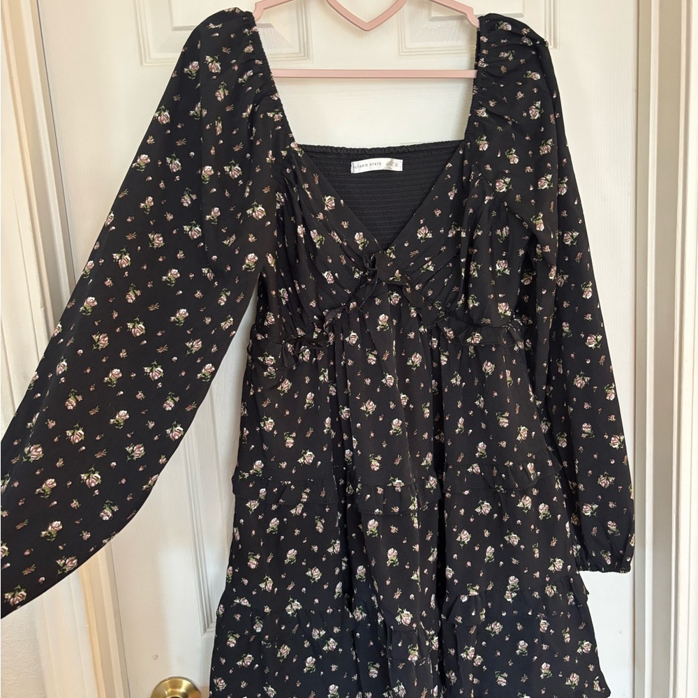 Altar'd State Black Dress with Pink Floral Pattern